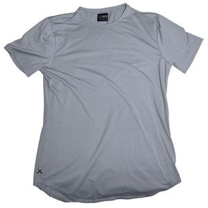 Men’s short sleeve Cuts clothing gray elongated shirt - size large
